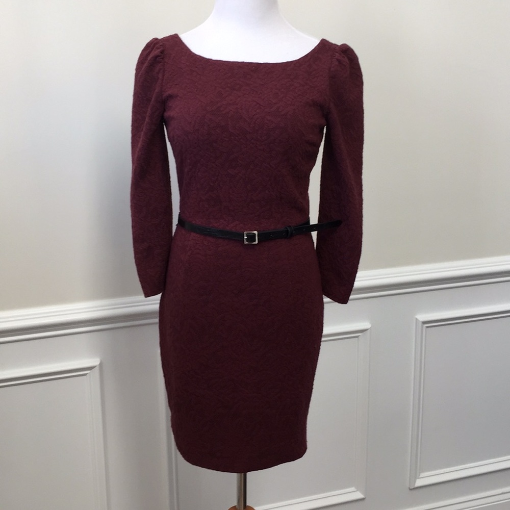 ark & co. 3/4 sleeve cocktail dress in plum